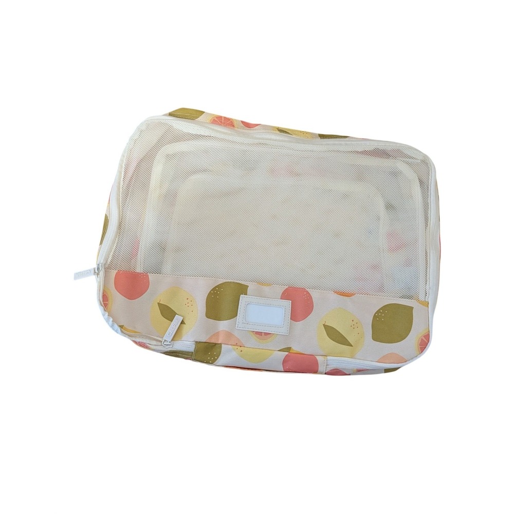 CALPAK Packing Cubes Set Citrus Fruit‎ Print Travel Organizer Mesh 3 Piece Set